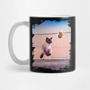 Siamese Cat Playing Beach Volleyball Mug